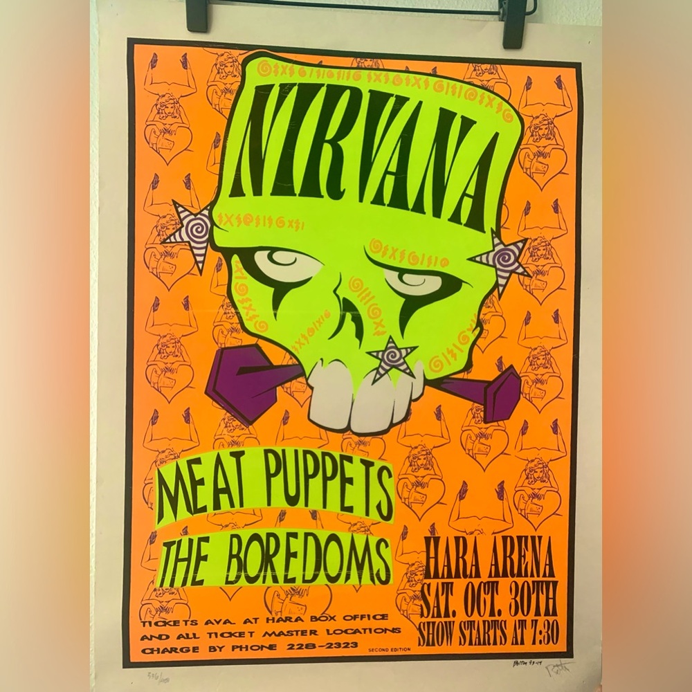 Nirvana, Meat Puppets,The Boredoms Vintage Original poster 1993.